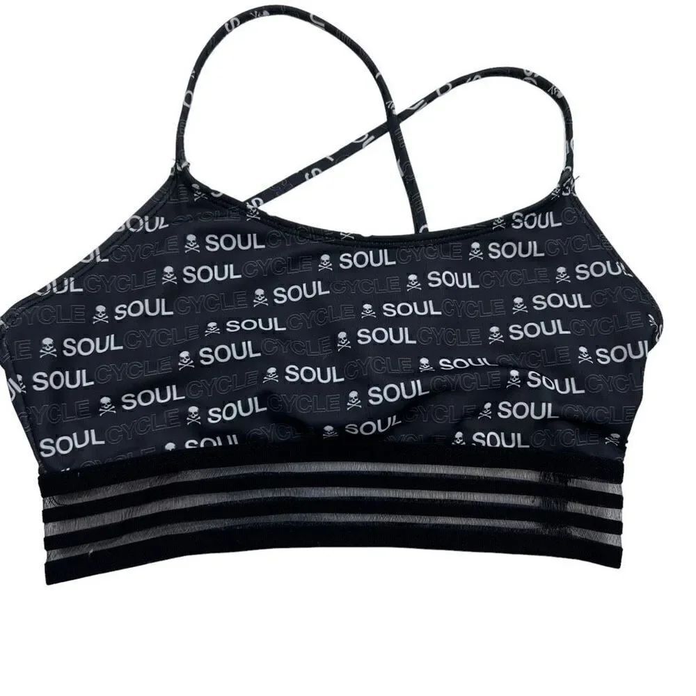 SoulCycle Sports Bra Womens S/M Intimates & Sleepwear Black Soulcycle Logo Print